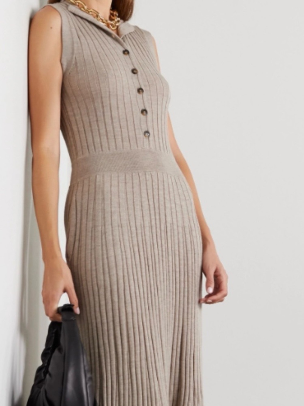 Loulou Studio Black Sleeveless Wool Maxi Dress, size M